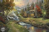 Thomas Kinkade Canvas Paintings - Mountain Paradise